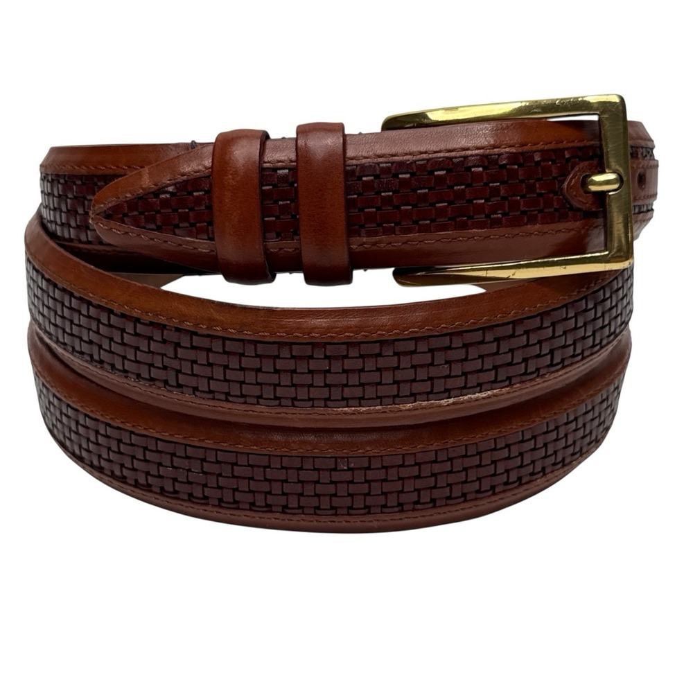 Allen Edmonds Men's Belt Style 28006 Brown Calfskin Weaved Leather Size 56 USA
